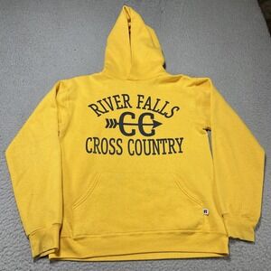 Vintage Russell Athletic Hoodie Mens M Yellow River Falls Cross Country USA 80s